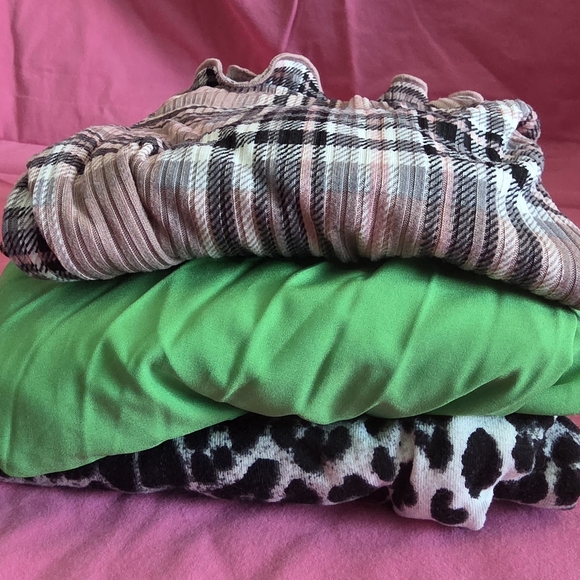 Tops - Plaid, Green, and Animal Print Clothing Bundle (A30)